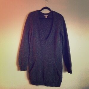 Deep V-neck Sweater Dress